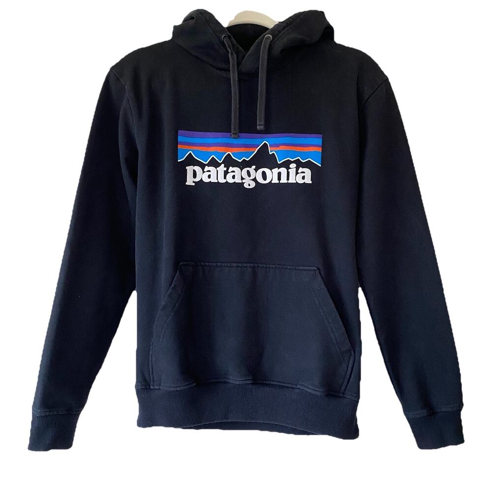 Patagonia Black Pullover P-6 Logo Uprisal Hoody Hoodie Size S Unisex
